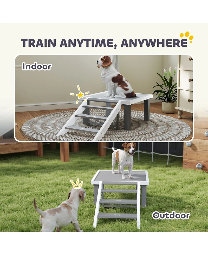 PawHut Wooden Dog Training Platform, Pet Training Place Board,