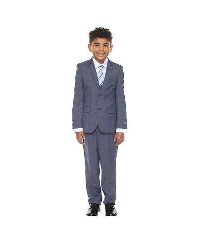 Perry Ellis Little Boys 5 Piece Windowpane Suit,Vest,Pants,Shirt and Tie Set