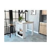 Tuhome Tanna Kitchen Island White / Light Oak Mdf