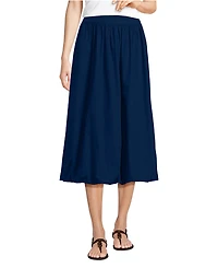 Lands' End Women's Poplin High Rise Bubble Hem Midi Skirt