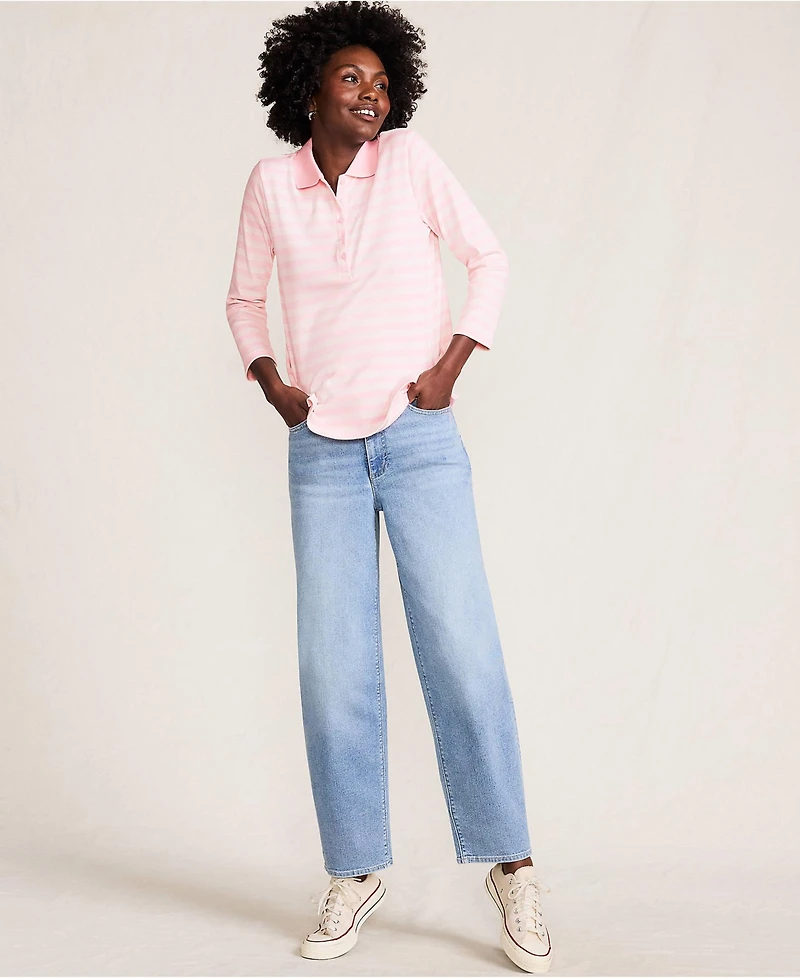 Lands' End Women's Plus Supima Cotton 3/4 Sleeve Polo Shirt