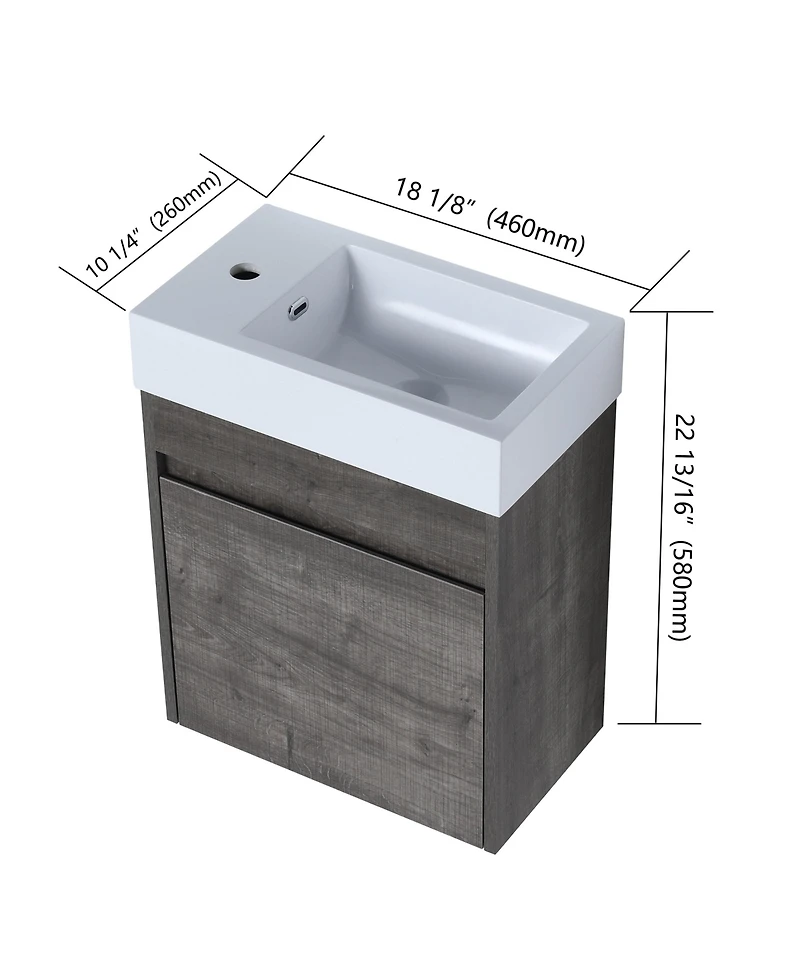 Casainc 18 Inch Bathroom Vanity with White Resin Sink and Soft-Close Cabinet Door