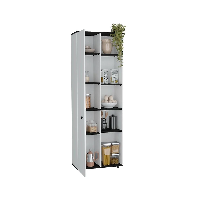Tuhome Hoyt Multistorage Kitchen Pantry White/Black Mdf
