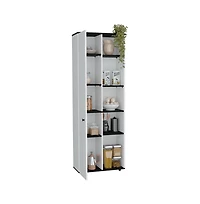 Tuhome Hoyt Multistorage Kitchen Pantry White/Black Mdf