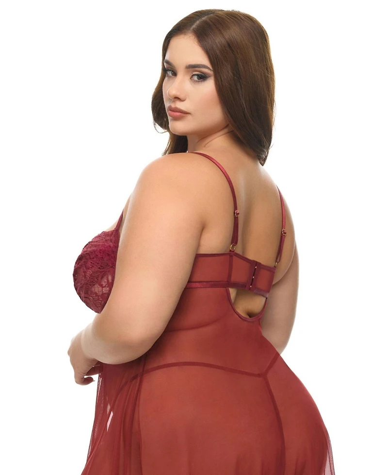 Oh La Cheri Women's Curvy Avery Sheer Babydoll