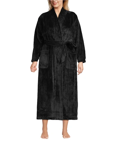 Lands' End Plus Cozy Plush Long Wrap Robe