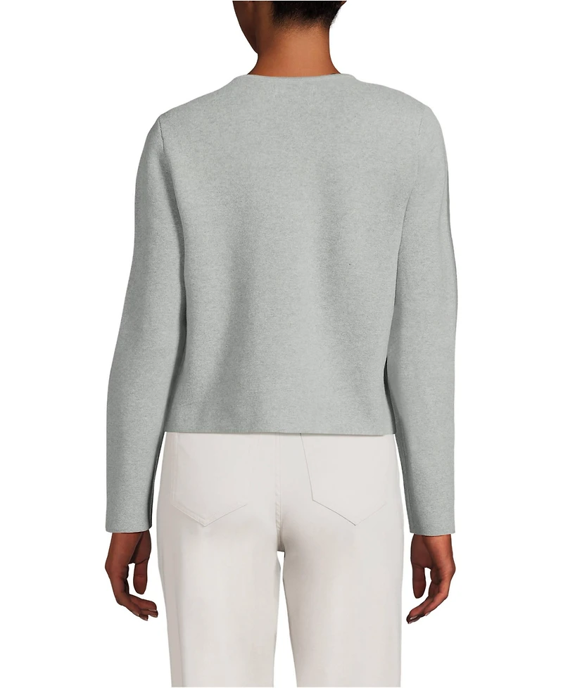 Lands' End Women's Petite Fine Gauge Cotton Milano Blazer Sweater