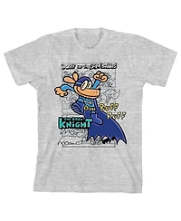 Dog Man Boys Hand Drawn With Colorful Logo The Bark Knight on Athletic Heather Youth