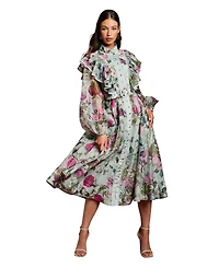 Coast Women's Long Sleeve Printed Organza Shirt Dress