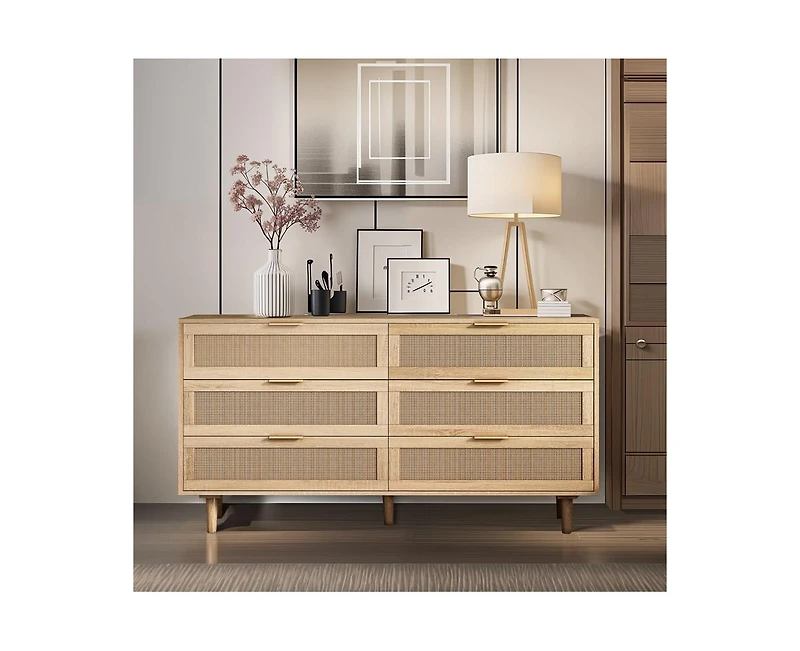 Casainc Rattan Storage Cabinet with 6-Drawers