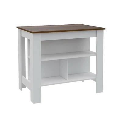Tuhome Cala Kitchen Island White / Walnut Mdf