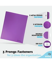 Plastic Folders with Pockets and Prongs, Black Two Pocket Folder Brads, 6 Pc –by Enday
