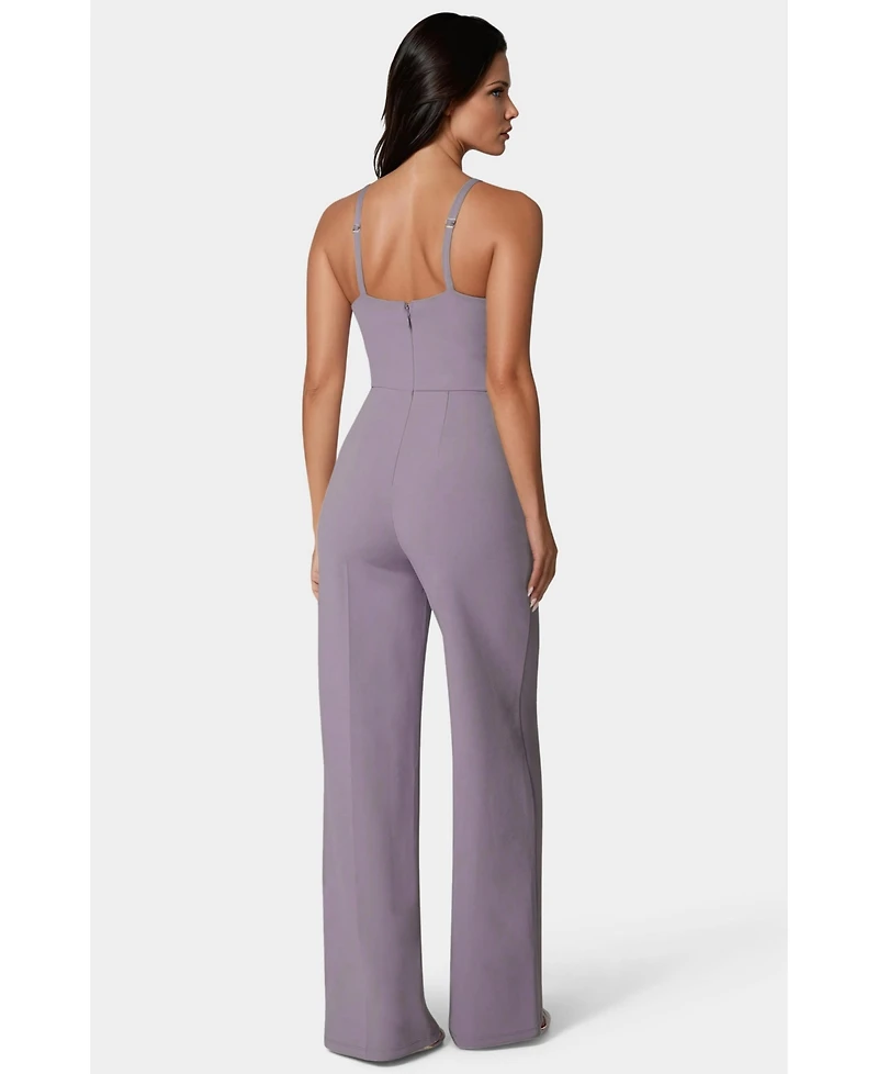 Bebe Women's Halter Palazzo Leg Jumpsuit