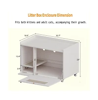 Zeus & Ruta White Hidden Litter Box Cabinet with Storage Bench