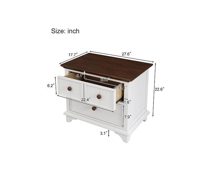 Casainc Wooden Small Cabinet with Two Drawer