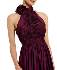Mac Duggal Women's Rosette Halter Chiffon Evening Gown