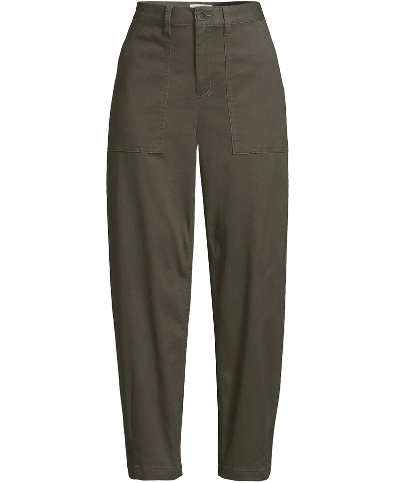 Lands' End Women's Chino High Rise Barrel Leg Utility Ankle Pants