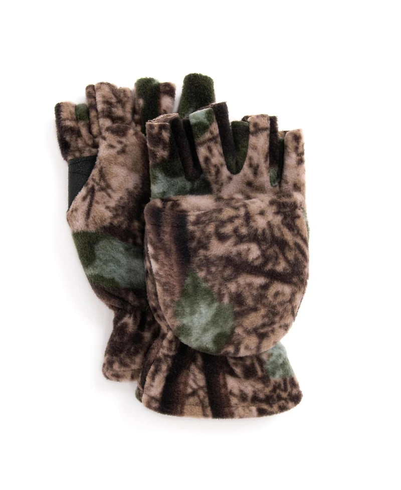Muk Luks Men's Quietwear Waterproof Fleece Flip Mittens