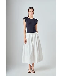 endless rose Women's Mix Media Knit Midi Dress