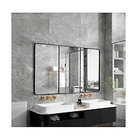 Basicwise 3-Door Aluminum Bathroom Medicine Cabinet, Round Corner Framed Door