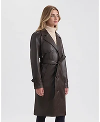 Ellen Tracy Women's Faux Leather Trench