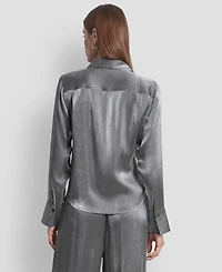 Dkny Women's Pocket Detail Long Sleeve Top