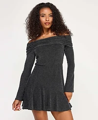 City Studios Juniors' Off-the-Shoulder Metallic Dress
