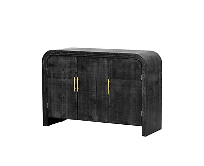 Casainc Retro Minimalist Curved Cabinet with Gold Handles and Adjustable Dividers