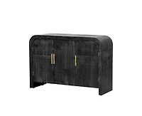 Casainc Retro Minimalist Curved Cabinet with Gold Handles and Adjustable Dividers