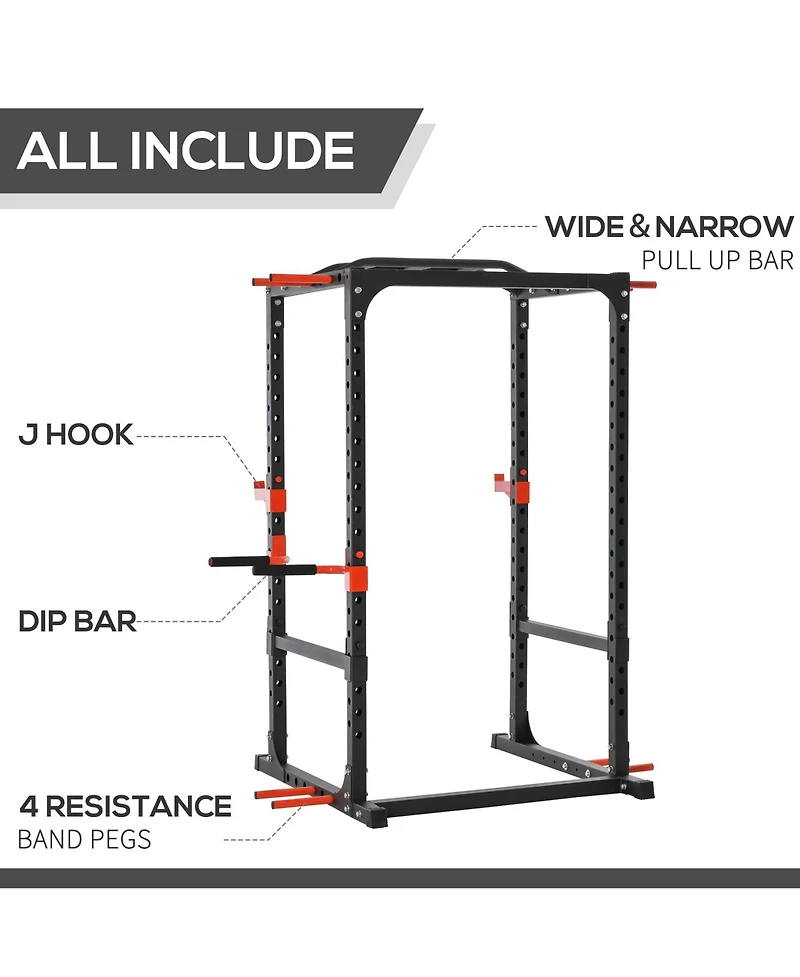 Soozier Adjustable Power Tower Dip Station Pull Up Bar Squat Rack