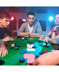 8 Players Poker Table with 8 Cup Holders & Comfy Armrests Smooth Felt Surface