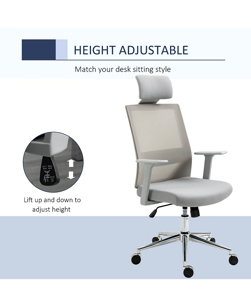Vinsetto Swivel Office Chair Task Chair w/ Adjustable Height, Headrest,