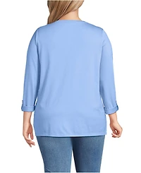 Lands' End Women's Plus Supima Cotton Adjustable 3/4 Sleeve Boatneck Tunic