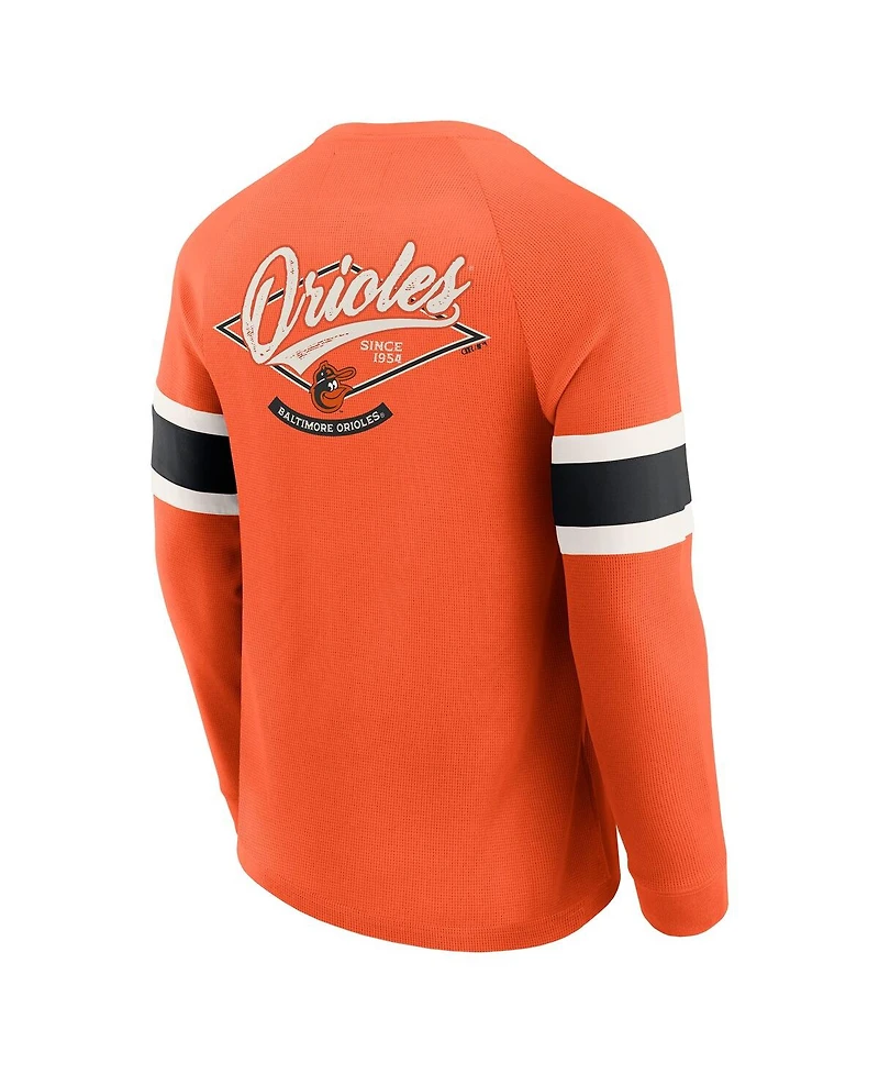Darius Rucker Collection by Fanatics Men's Orange Baltimore Orioles Waffle-Knit Raglan Long Sleeve Henley T-Shirt
