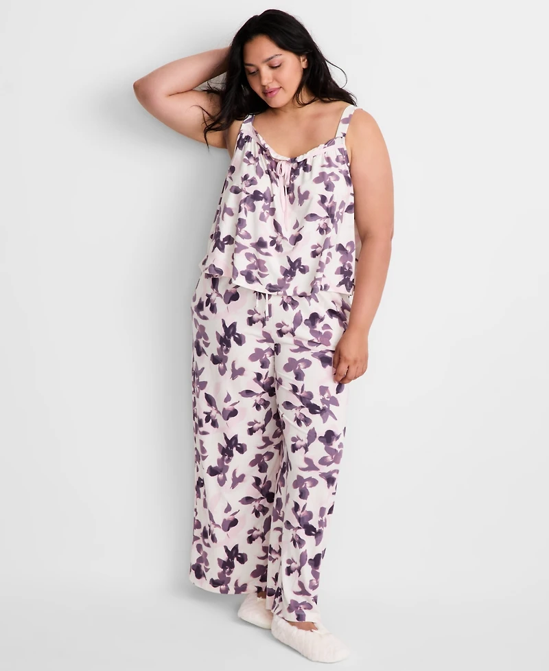 State of Day Women's 2-Piece Sleeveless Top and Pants Sleep Set, Regular Plus, Macy's Exclusive