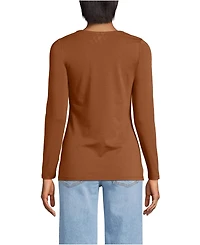 Lands' End Women's Lightweight Jersey Skimming Long Sleeve Scoop Neck T-shirt