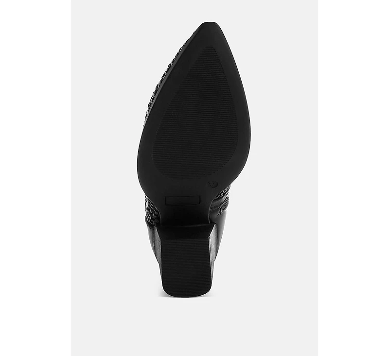 Artisole Woven Pleather Block Boots Women