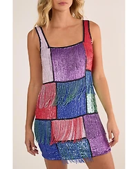 Nasty Gal Women's Check Tassel Sequin Mini Dress