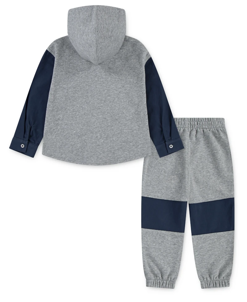 Levi's Boys 2T-4T 2-Piece Hooded Shacket Top and Jogger Pants Set