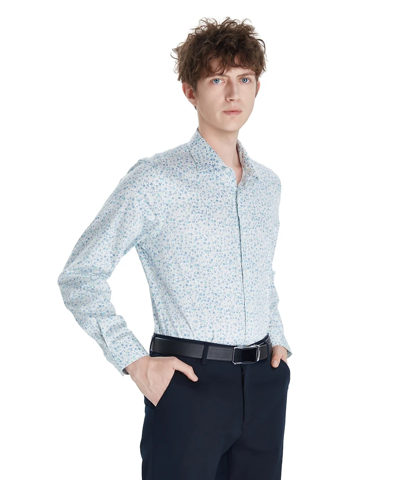 Bar Iii Men's Front Floral Print Dress Shirt, Macy's Exclusive