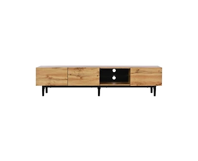 Casainc Tv Stand with 4 Cabinets& Open Shelves, Color-matching Media Console Table for TVs up to 80" with Led Light