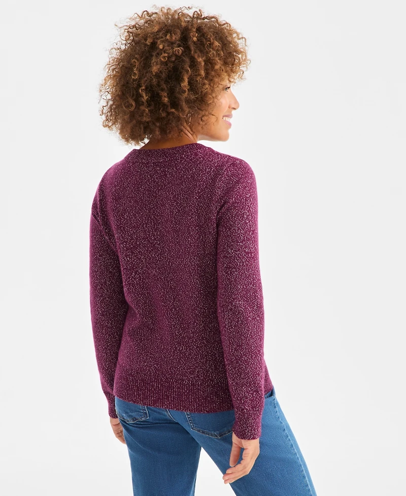 Style & Co Women's V-Neck Shine Sweater, Macy's Exclusive