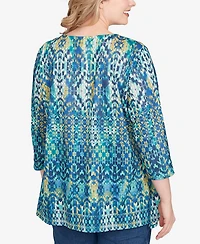 Ruby Rd. Plus Embroidered Kaleidoscope Knit Top