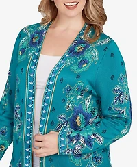 Ruby Rd. Plus Floral Open Front Cardigan Sweater