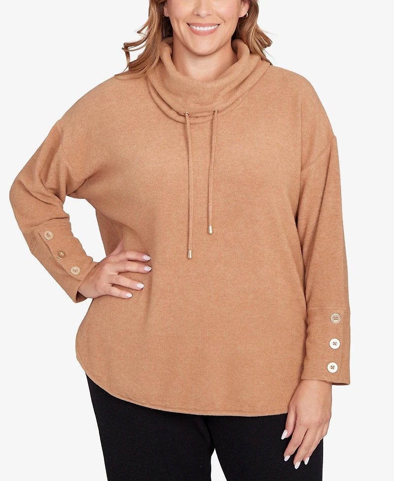 Ruby Rd. Plus Cozy Cowl Neck Drawstring Sweater