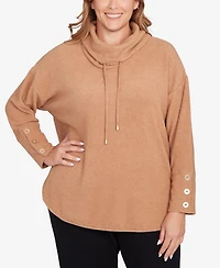 Ruby Rd. Plus Cozy Cowl Neck Drawstring Sweater