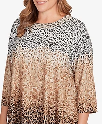 Ruby Rd. Plus Embellished Animal Print Cozy Top