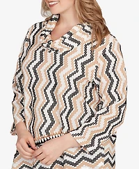 Ruby Rd. Plus Cowl Neck Zigzig Textured Knit Top