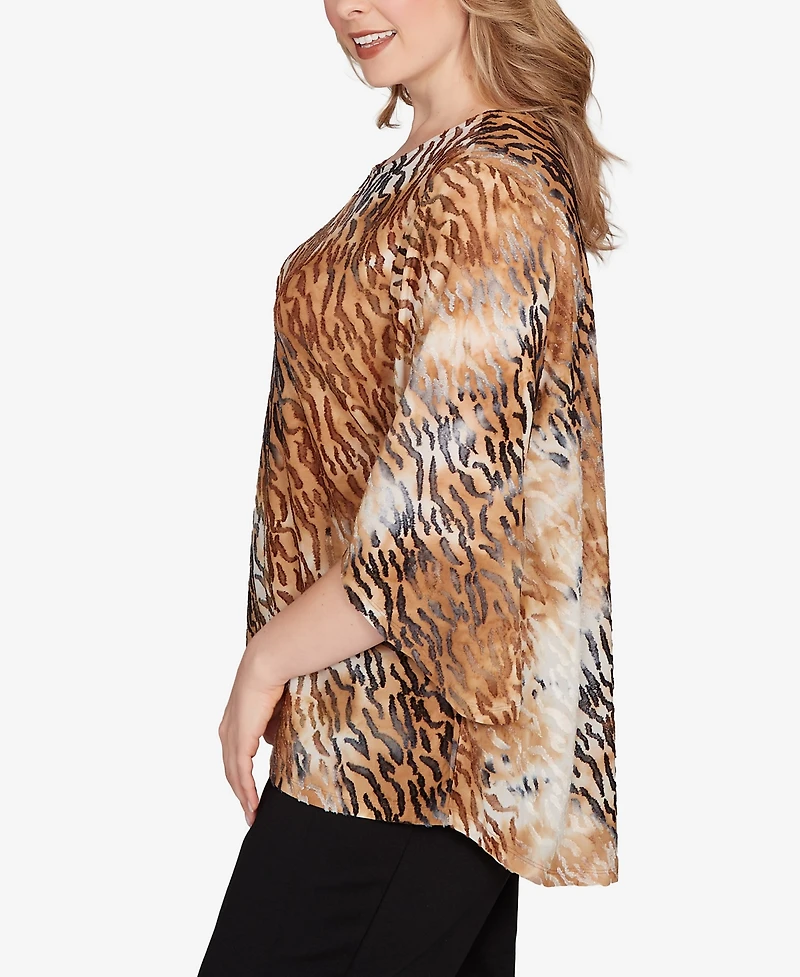 Ruby Rd. Plus Tie Dye Zebra Jacquard Textured Top