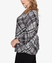 Ruby Rd. Plus Solid Tipped Plaid Knit Top